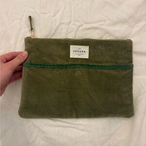 Sezane Olive Green Cosmetic Bag